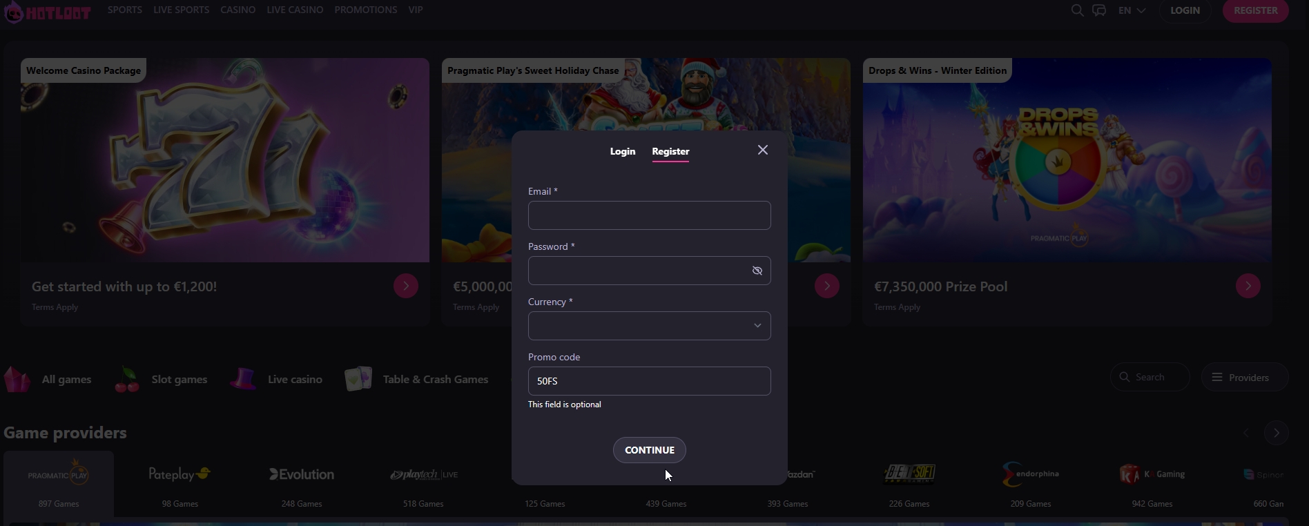 Hotloot - 100 Darmowych Spinów